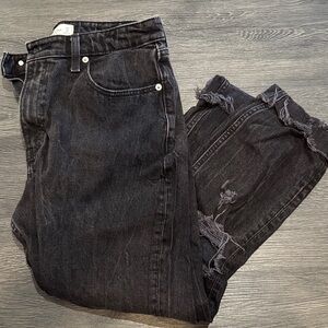 Abercrombie & Fitch High Rise Mom Jean Curve Love Black Distressed